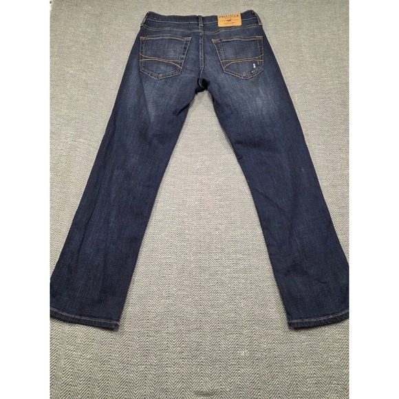 Hollister Slim Straight Dark Wash Distressed Jeans Women 28x30‎ - Picture 2 of 6